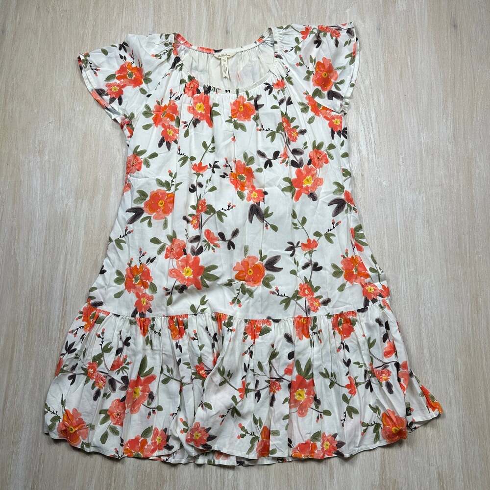 Matilda Jane Womens XS Floral Drop Waist Dress White Orange Green Cottagecore